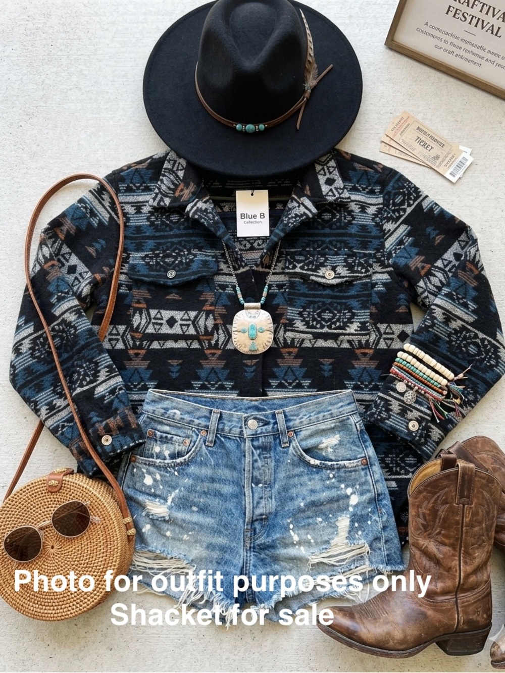 Blue B Aztec Print Women’s Shacket Size Medium PTP 19.5-21”